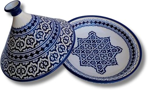 وعاء طبخ طاجين من السيراميك المغربي مصنوع يدويًا، وعاء تقديم مطلي يدويًا، وعاء طاجين مصنوع يدويًا لمطبخك، أواني سيراميك للطهي، وعاء تقديم طعام خالٍ من الرصاص وآمن in Kuwait