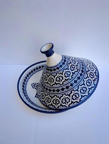 وعاء طبخ طاجين من السيراميك المغربي مصنوع يدويًا، وعاء تقديم مطلي يدويًا، وعاء طاجين مصنوع يدويًا لمطبخك، أواني سيراميك للطهي، وعاء تقديم طعام خالٍ من الرصاص وآمن in Kuwait