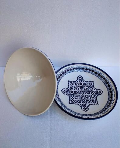 وعاء طبخ طاجين من السيراميك المغربي مصنوع يدويًا، وعاء تقديم مطلي يدويًا، وعاء طاجين مصنوع يدويًا لمطبخك، أواني سيراميك للطهي، وعاء تقديم طعام خالٍ من الرصاص وآمن in Kuwait