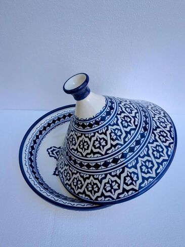 وعاء طبخ طاجين من السيراميك المغربي مصنوع يدويًا، وعاء تقديم مطلي يدويًا، وعاء طاجين مصنوع يدويًا لمطبخك، أواني سيراميك للطهي، وعاء تقديم طعام خالٍ من الرصاص وآمن in Kuwait