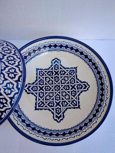 وعاء طبخ طاجين من السيراميك المغربي مصنوع يدويًا، وعاء تقديم مطلي يدويًا، وعاء طاجين مصنوع يدويًا لمطبخك، أواني سيراميك للطهي، وعاء تقديم طعام خالٍ من الرصاص وآمن in Kuwait