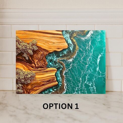 Resin Epoxy Wood Grain Effect Cutting Board - Durable Glass Design - Three Unique Designs for Every Kitchen. in Saudi Arabia