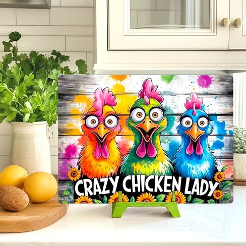 Chicken Lady Glass Cutting Board - Adorable Charcuterie Board for Housewarming or Holiday Gift. in Saudi Arabia