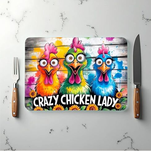 Chicken Lady Glass Cutting Board - Adorable Charcuterie Board for Housewarming or Holiday Gift. in Saudi Arabia