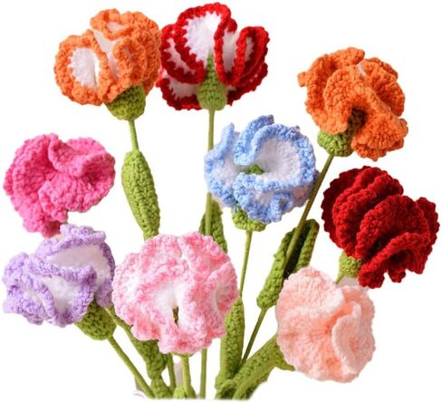 9Pcs Handmade Crochet Flower for Women, Everlasting Carnation for Mother's Day, Weddings, Home Decor for Her in Saudi Arabia