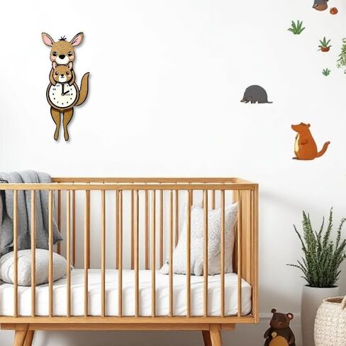 Kiki Kangaroo Pendulum Clock - 3D Printed Quartz Wall Clock, Quirky Art, Nursery, Children’s Rooms, Custom Colors in Saudi Arabia