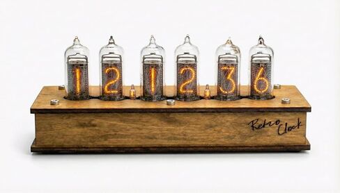 Nixie Tube Clock Authentic 6X IN-14 - Made in Ukraine - Vintage Retro Table - Wooden Desk Nixie Tube - Temperature Sensor - Handmade in Saudi Arabia