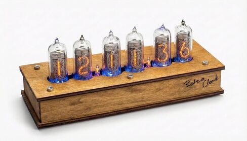 Nixie Tube Clock Authentic 6X IN-14 - Made in Ukraine - Vintage Retro Table - Wooden Desk Nixie Tube - Temperature Sensor - Handmade in Saudi Arabia
