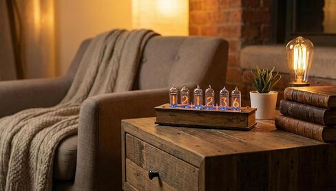 Nixie Tube Clock Authentic 6X IN-14 - Made in Ukraine - Vintage Retro Table - Wooden Desk Nixie Tube - Temperature Sensor - Handmade in Saudi Arabia