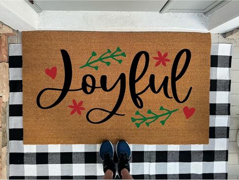Christmas Doormat Joyful | Winter Decoration Welcome Mat Holiday Decor Gift stk1570 in Saudi Arabia