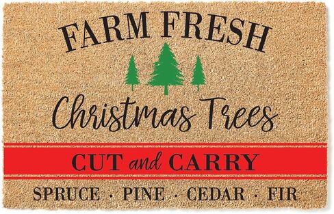 Farm Fresh Christmas Trees Color Version Doormat, Premium Thick Coir, Durable Welcome Mat, Festive Entryway Rug, Holiday Front Door Decor STK 1253 in Saudi Arabia