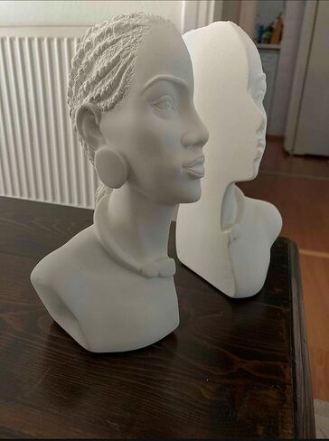 African Local Woman Statue, Book Support, Holder, Decorative Organizer, Bookends (GRANİT EFFECK) in Saudi Arabia