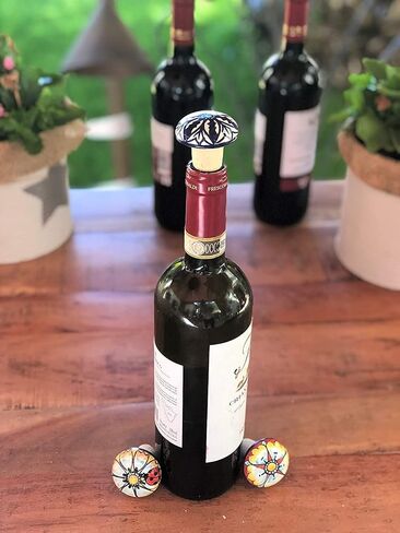 CERAMICHE D'ARTE PARRINI - Italian Ceramic Pottery Set 3 Corks Bottle Vine Vino Hand Painted Made in ITALY in Saudi Arabia