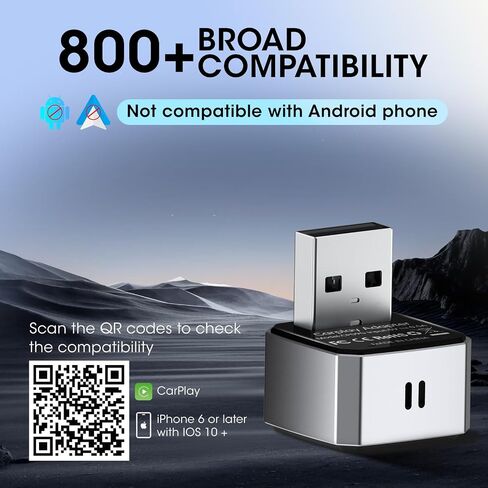 Wireless Carplay Adapter for iPhone, Convert Wired to Apple Carplay Wireless Adapter, Mini Size, Plug and Play, Connection Stable No Delay Car Play for Honda Special Models in Kuwait