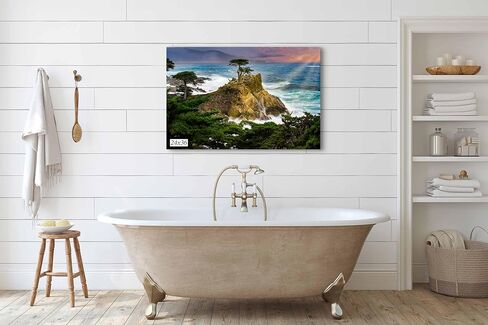 Lone Cypress Monterey Bay California Coastline Ocean Picture Nature Photo Relaxation Artwork for Meditation, Office, Dorm, House Decor (Canvas Print, 24x36 inches) in Saudi Arabia