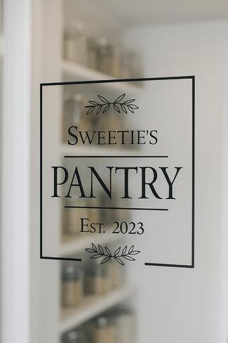 Custom Square Pantry Door Decal – Personalized Name or Company & Est. Year, Modern Vinyl Sticker for Kitchen Wall or Glass Door in Saudi Arabia