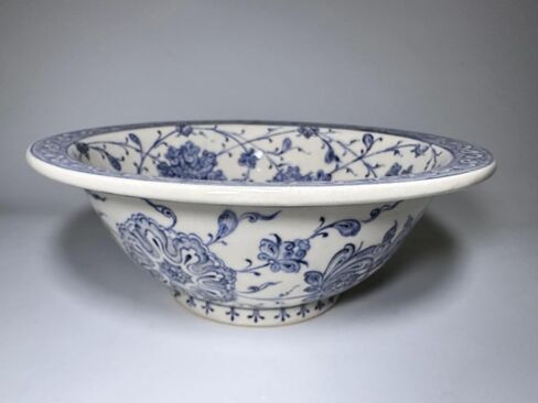Bathroom Ceramic Blue Basin, Kitchen Vessel Sink, Countertop Floral Basin, Bowl Sink, Bathroom Remodeling, Vanity, Glossy Washstand, Powder (Diameter: 14" Ceramic Mirror) in Saudi Arabia