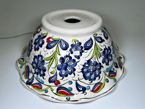 Round Floral Bathroom Vessel Sink, Kitchen Washbasin, Pottery Decorative Powder Room Basin, Painted Ceramic Washbasin, Remodeling, Farmhouse (Diameter: Bathroom Set + 20") in Saudi Arabia