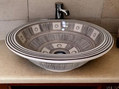 Bathroom Black Washbasin, Ceramic Vessel Sink, Above Countertop Basin, Bowl Sink Lavatory, Bathroom Remodel, Bath Vanity, Glossy Washstand in Saudi Arabia