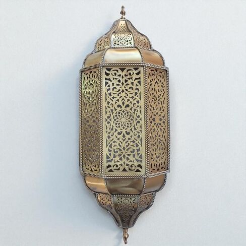 Set of 2 Handmade Moroccan Brass Wall Sconce - Traditional Bronze Wall Lamps (Gold) in Saudi Arabia