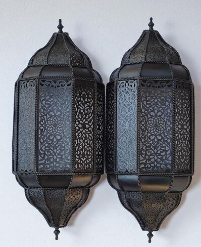 Set of 2 Handmade Moroccan Brass Wall Sconce - Traditional Bronze Wall Lamps (Gold) in Saudi Arabia