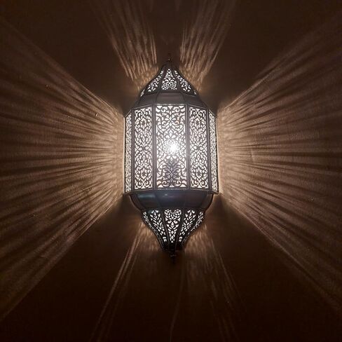 Set of 2 Handmade Moroccan Brass Wall Sconce - Traditional Bronze Wall Lamps (Gold) in Saudi Arabia
