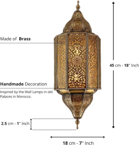 Set of 2 Handmade Moroccan Brass Wall Sconce - Traditional Bronze Wall Lamps (Gold) in Saudi Arabia