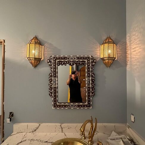 Set of 2 Handmade Moroccan Brass Wall Sconce - Traditional Bronze Wall Lamps (Gold) in Saudi Arabia