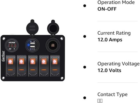 لوحة مفاتيح مطاطية مقاومة للماء مكونة من 5 عصابة بمنفذ USB 3.1 أمبير ومقبس 12 فولت ومقبس LED وفولتميتر ولوحة مفاتيح هزازة للسيارة والقارب والشاحنة... in Kuwait