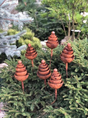 Rusty flowers set of 6, Garden stakes garden decor, Metal garden decor, Metal yard art, Outdoor metal decor, Rusty metal garden sculpture in Saudi Arabia