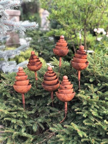 Rusty flowers set of 6, Garden stakes garden decor, Metal garden decor, Metal yard art, Outdoor metal decor, Rusty metal garden sculpture in Saudi Arabia