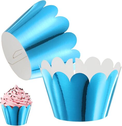 50-Pack Cupcake Wrappers, Wave Decoration Standard Baking Cups for Wedding/Birthday Party/Bakeries/Cafes Cake Decoration, Bake Cake Paper[White] in Saudi Arabia