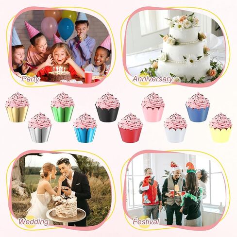 50-Pack Cupcake Wrappers, Wave Decoration Standard Baking Cups for Wedding/Birthday Party/Bakeries/Cafes Cake Decoration, Bake Cake Paper[White] in Saudi Arabia