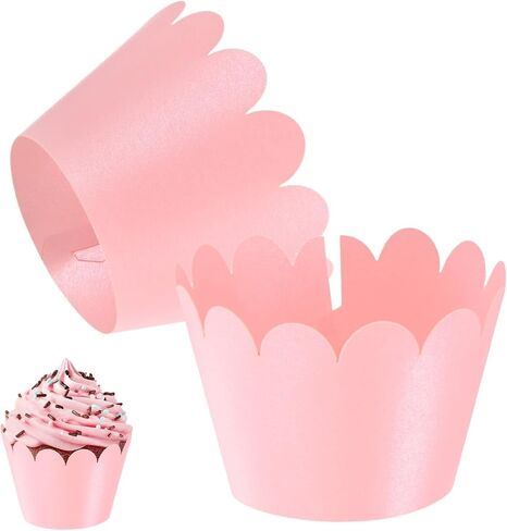 100-Pack Cupcake Wrappers, Wave Decoration Standard Baking Cups for Wedding/Birthday Party/Bakeries/Cafes Cake Decoration, Bake Cake Paper[Black] in Saudi Arabia