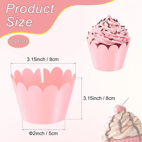 100-Pack Cupcake Wrappers, Wave Decoration Standard Baking Cups for Wedding/Birthday Party/Bakeries/Cafes Cake Decoration, Bake Cake Paper[Black] in Saudi Arabia