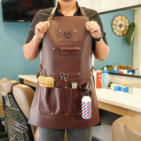 Custom Creative Artist Apron – Personalized Vegan Leather Barber & Stylist Workwear – Handmade Salon Apron with Functional Pockets & Adjustable Straps – Water-Resistant, Lightweight & Easy to Clean in Saudi Arabia