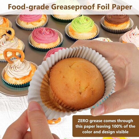 Gifbera Standard Gold Foil Cupcake Liners Wrappers Metallic Baking Cups, 200-Count in Saudi Arabia