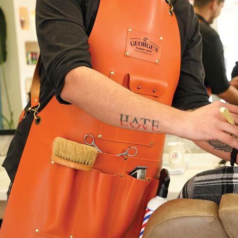 Custom Creative Artist Apron – Personalized Vegan Leather Barber & Stylist Workwear – Handmade Salon Apron with Functional Pockets & Adjustable Straps – Water-Resistant, Lightweight & Easy to Clean in Saudi Arabia