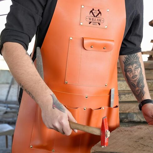 Custom Workshop Tool Apron – Personalized Vegan Leather Work Apron with Multi Pockets – Handmade Craftsman Gear with Adjustable Straps – Ideal for Woodworkers, Makers & DIY Projects in Saudi Arabia
