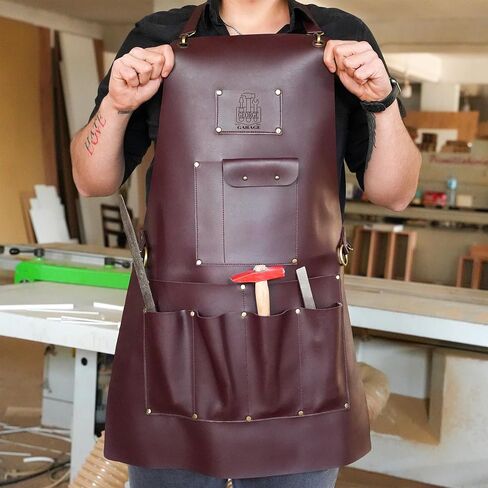 Custom Workshop Tool Apron – Personalized Vegan Leather Work Apron with Multi Pockets – Handmade Craftsman Gear with Adjustable Straps – Ideal for Woodworkers, Makers & DIY Projects in Saudi Arabia