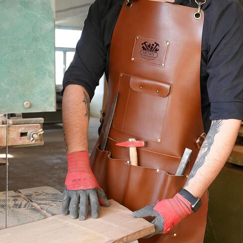Custom Workshop Tool Apron – Personalized Vegan Leather Work Apron with Multi Pockets – Handmade Craftsman Gear with Adjustable Straps – Ideal for Woodworkers, Makers & DIY Projects in Saudi Arabia