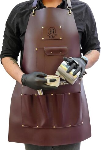 Personalized Chef Apron – Custom Vegan Leather Kitchen Workwear with Pockets – Handmade Culinary Uniform with Adjustable Straps – Waterproof, Heat-Resistant & Long-Lasting in Saudi Arabia