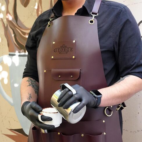 Personalized Chef Apron – Custom Vegan Leather Kitchen Workwear with Pockets – Handmade Culinary Uniform with Adjustable Straps – Waterproof, Heat-Resistant & Long-Lasting in Saudi Arabia