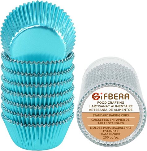 Gifbera Standard Gold Foil Cupcake Liners Wrappers Metallic Baking Cups, 200-Count in Saudi Arabia