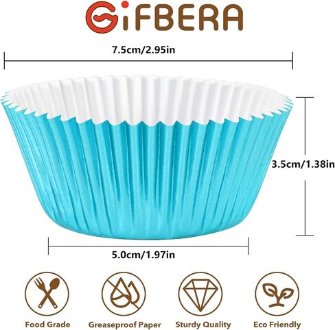 Gifbera Standard Gold Foil Cupcake Liners Wrappers Metallic Baking Cups, 200-Count in Saudi Arabia