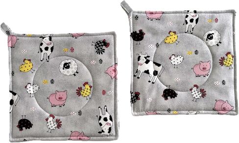 Farm Animals on Gray Pot Holders Set of 2 Hot Pads 8 inch by 8 inch in Saudi Arabia