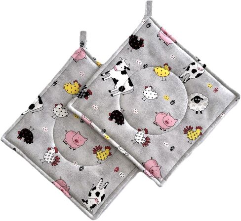 Farm Animals on Gray Pot Holders Set of 2 Hot Pads 8 inch by 8 inch in Saudi Arabia