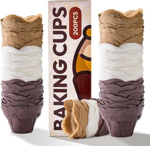 Katbite Tulip Cupcake Liners 200PCS, Muffin Baking Cups ProSmooth Brown in Kuwait