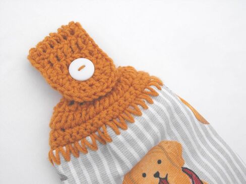 Golden Dog with Fall Pumpkins - Double Thick Crochet TOP Kitchen Towel (Fall Leaves) in Saudi Arabia