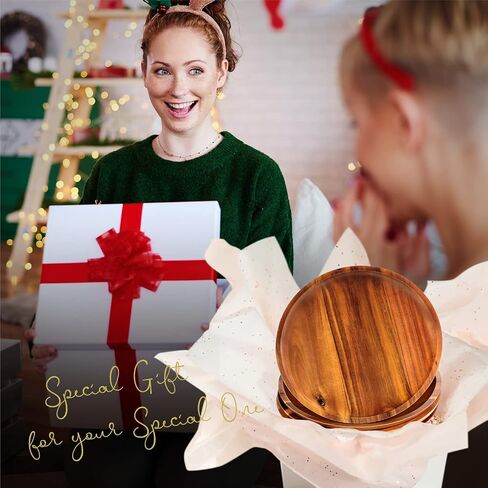 FANICHI Wooden plates (set of 4-11inch) Dinner Plates, Acacia Round Wood Plates, Unbreakable Classic Plates, Easy Cleaning & Lightweight for Dishes Snack, Dessert, Housewarming, Christmas Gift in Saudi Arabia